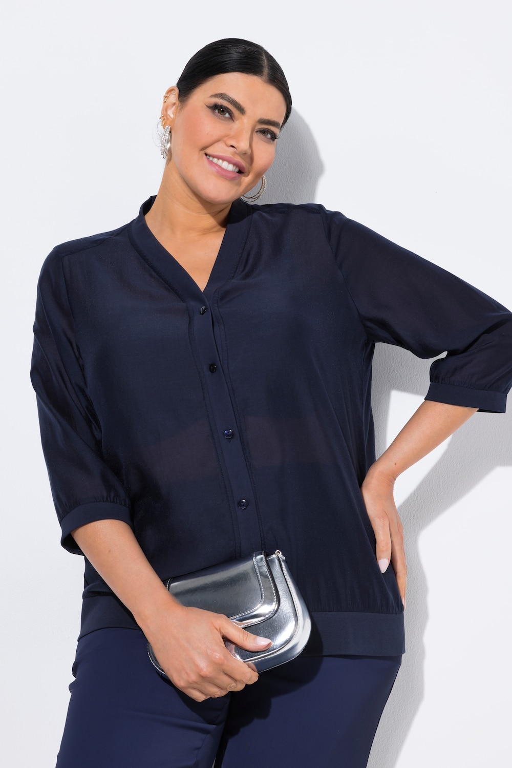 Große Größen Blouson, Damen, blau, Größe: 50/52, Synthetische Fasern/Polyester, Ulla Popken Große Größen Blouson, Damen, blau, Größe: 50/52, Synthetische Fasern/Polyester, Ulla Popken von MODERN VIEW