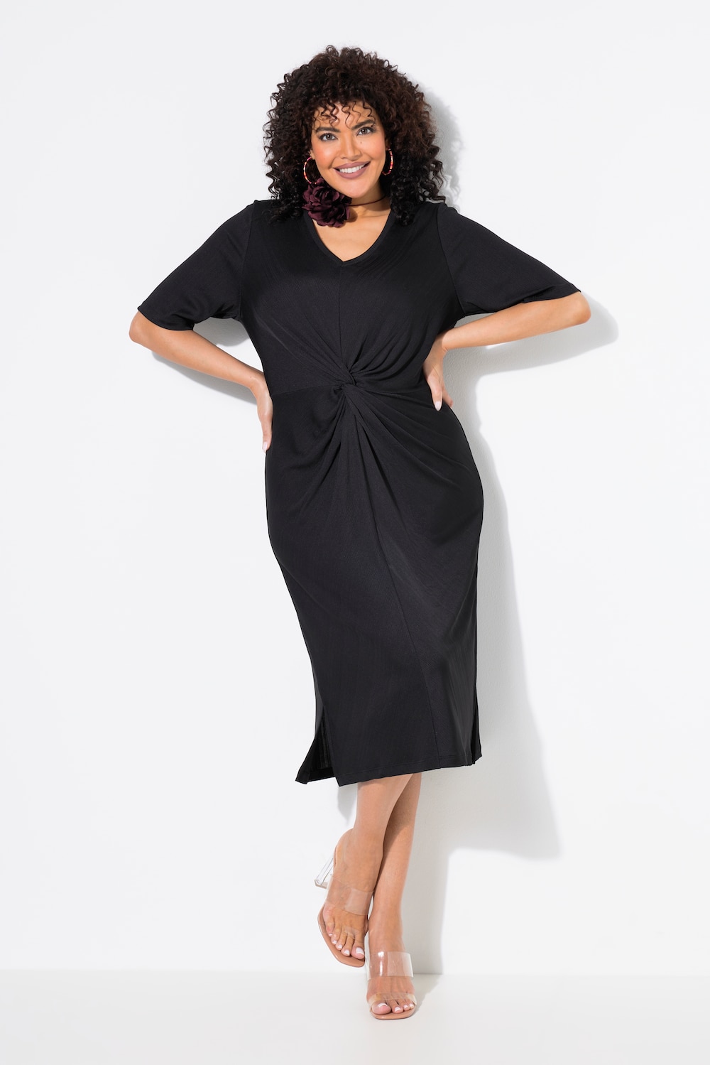 Große Größen Jerseykleid, Damen, schwarz, Größe: 42/44, Polyester, Ulla Popken Große Größen Jerseykleid, Damen, schwarz, Größe: 42/44, Polyester, Ulla Popken von MODERN VIEW