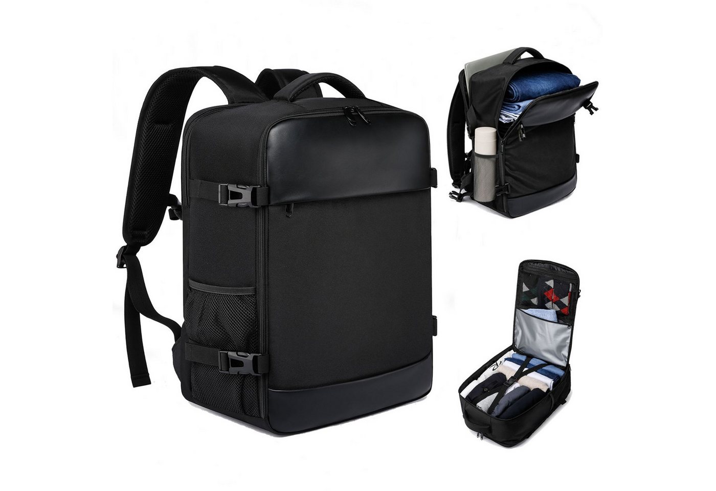 MODFU Reiserucksack Laptop Rucksack Rucksäcke Schulrucksack Laptoprucksack Wasserbeständig (Oxford Reisen Notebook Laptop Tasche Schule Handgepäck erweiterbar, 1-tlg., Sportrucksack, Anti-Diebstahl, Backpack Laptopfach, USB-Lade-Anschluss), für Herren Damen Jungen Teenager Freizeit Arbeit Business Reisen von MODFU