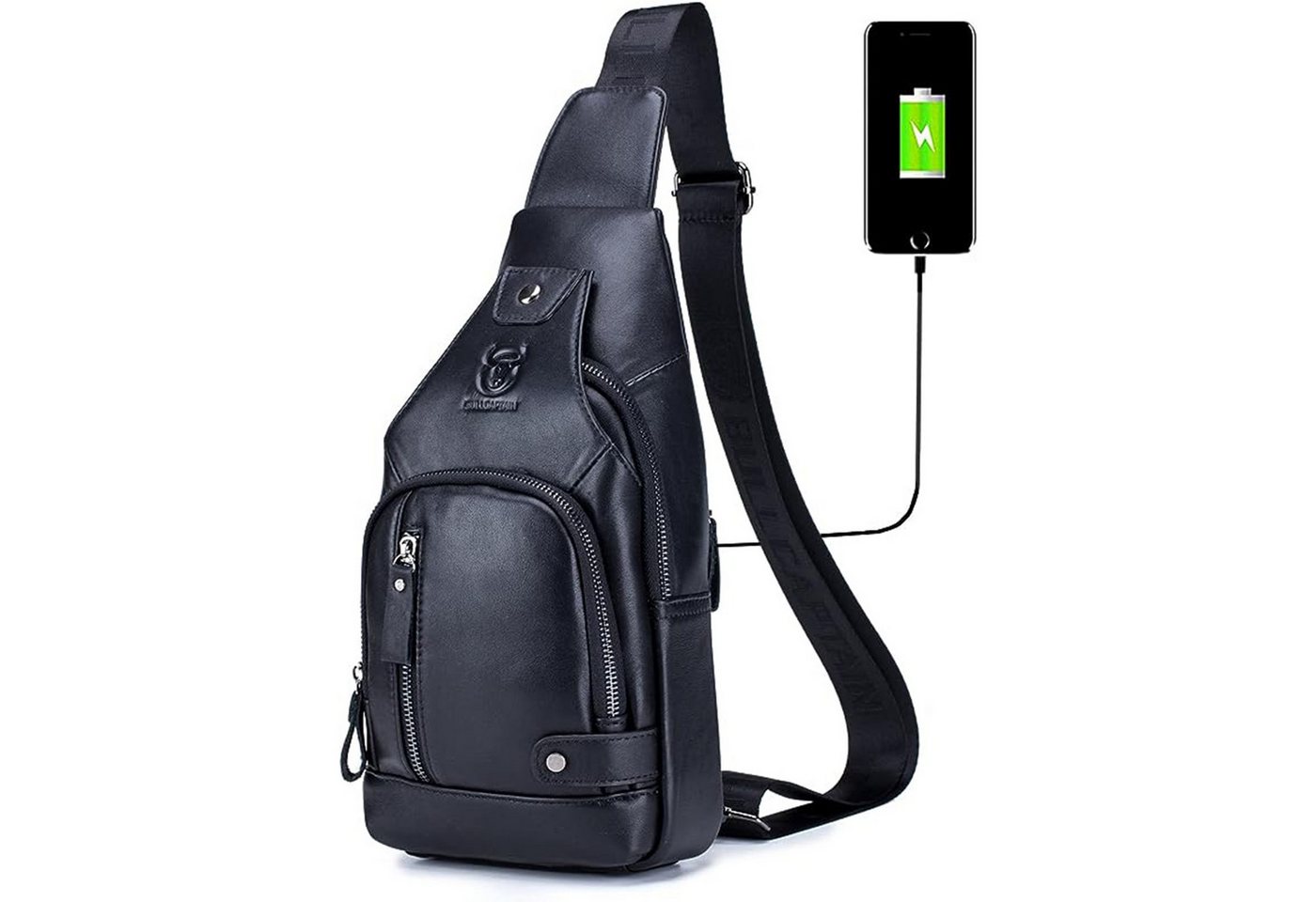 MODFU Schultertasche Brusttasche Sling Schulter Rucksack Rucksäcke Crossbody Umhängetasche (Anti-Diebstahl Herren Damen Unisex 30 x 16 x 7 cm Groß Echtleder, Geldgürtel, Sport, Sporttasche, Handytasche, mit USB-Lade-Anschluss), für Outdoor Camping Reisen Wandern Radfahren Multipurpose Tagepacks von MODFU