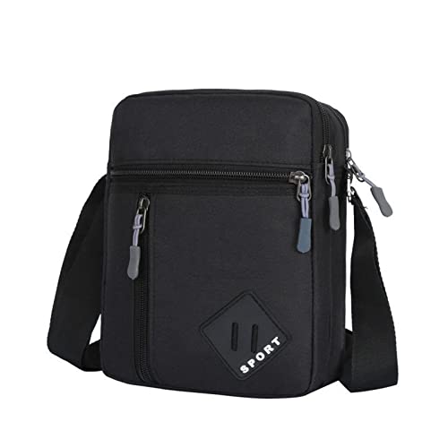 Frühling, Sommer, Winter, Reißverschluss, Herren, Mini-Segeltuch, einzelne Schulter, Seitentasche, Sport-Umhängetasche Taschen Damen Schultertasche (Black, One Size) von MODSGUE