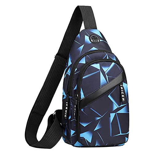 MODSGUE 2022 Koreanische Version Brusttasche Herrenmode Camouflage Herren Umhängetasche Tuch Freizeittasche Leinwand Kleiner Rucksack Schulterriemen Schwarz Für Taschen (Blue, One Size) von MODSGUE