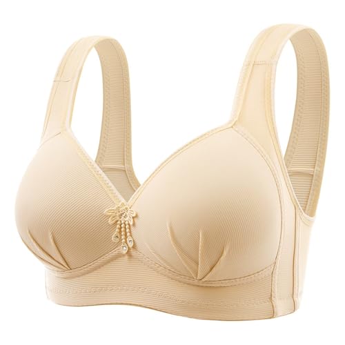 MODSGUE BH Damen Ohne Buegel Vollschalen Bequem Guter Halt Große Brüste Wirefree Bra Super Push Up BH Gegen Hängebrust Brüste Klassische BHS für Older Women von MODSGUE