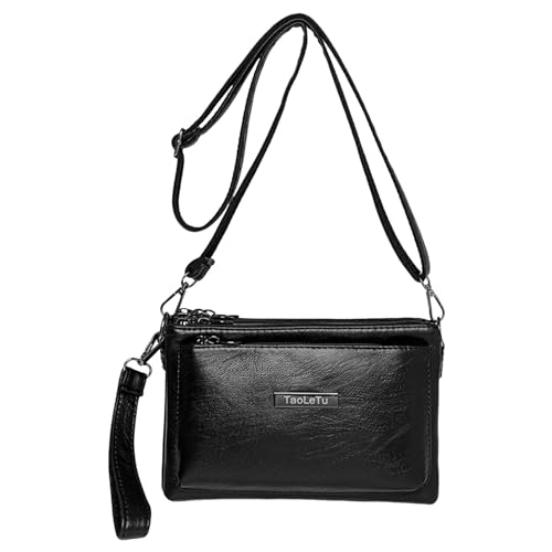 MODSGUE Frauen Umhängetasche Mode Muster Einfache Layered Praktische Handtasche Messenger Tasche Herren Taschen Männer Umhänge (Black, One Size) von MODSGUE