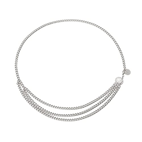 Taillenkette Gürtel Damen Bauchkette Gürtel 1 stücke Retro Damen Taille Kette Gold Silber Metall Dame Einfache Gürtel Frauen Gürtel Kleid Zubehör Bauch Taille Kette Körper Schmuck Bauchkette Schmuck ( von MOEENS