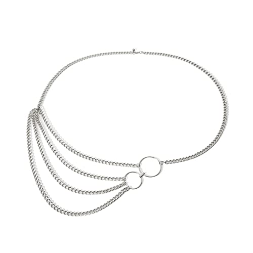 Taillenkette Gürtel Damen Bauchkette Gürtel 1 stücke Retro Damen Taille Kette Gold Silber Metall Dame Einfache Gürtel Frauen Gürtel Kleid Zubehör Bauch Taille Kette Körper Schmuck Bauchkette Schmuck ( von MOEENS