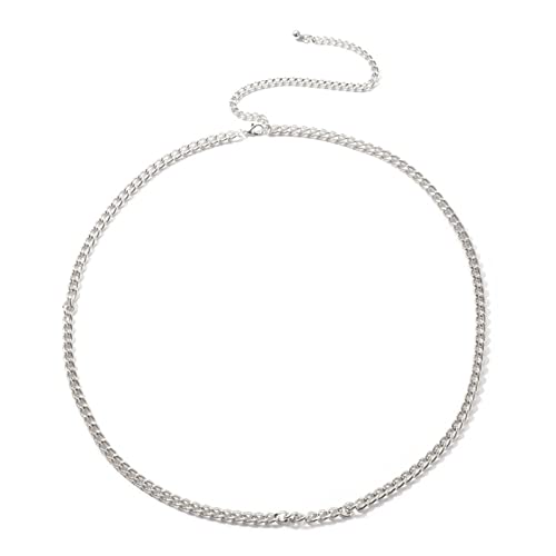 Taillenkette Gürtel Damen Bauchkette Gürtel Frauen Mode Gold Farbe Bauch Taille Kette Körper Schmuck Frauen Sexy Bikini Strand Körperkette Schmuck Zubehör Bauchkette Schmuck (Color : Silver) von MOEENS