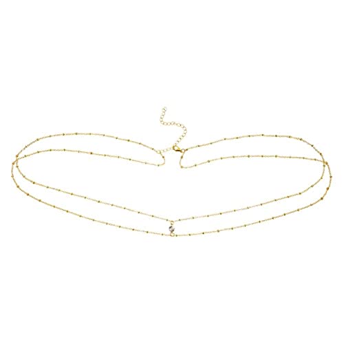 Taillenkette Gürtel Damen Bauchkette Gürtel Mode einfache doppelschicht kupferperlen kette damen taille bauchkette sommer strand sexy taille kette schmuck for frauen geschenke Bauchkette Schmuck (Col von MOEENS