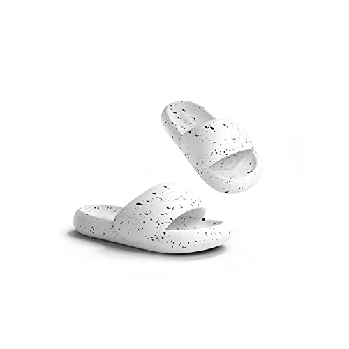 MOEIDO Pantoffeln für Damen Women Fashion Print Slippers Soft Home Flip Flops Bathroom Slides Summer Shoes Casual Beach Sandals Men Graffiti Slippers (Color : White, Size : 10) von MOEIDO