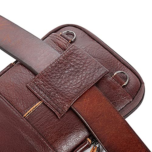 MOEIDO Umhängetasche Echtes Leder Taille Tasche Herren Mobiltelefon Tasche Tragen Gürtel Outdoor Sport Eine Schulter Kleine Tasche Tuning Business Crossbody Taschen(Color:Bruin) von MOEIDO