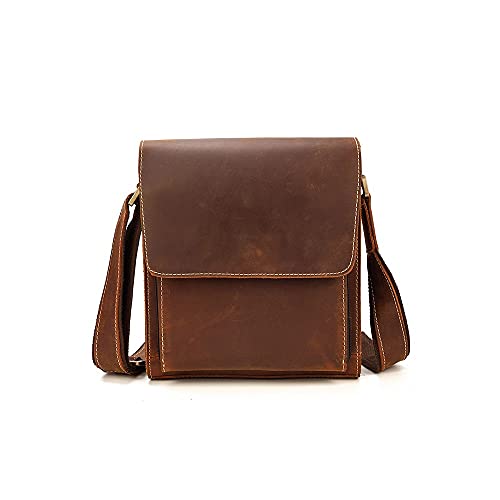 MOEIDO Umhängetasche Herren Leder Umhängetasche Natürliche Leder Crossbody Bag Luxus Rindsleder Flip Umhängetasche(Color:Bruin) von MOEIDO