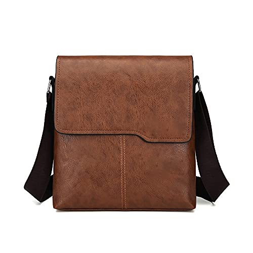 MOEIDO Umhängetasche Herrenhandtasche Umhängetasche Vintage PU. Leder Retro Messenger Bag Casual Männliche Crossbody Umhängetasche 24 * 27cm(Color:C) von MOEIDO