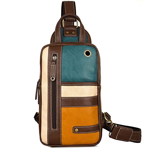 MOEIDO Umhängetasche Herrenmode Messenger Bag Niet Reißverschlussöffnung Leder Brusttasche Herren Umhängetasche Brust Taille Tasche von MOEIDO