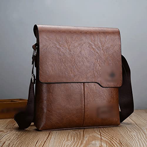 MOEIDO Umhängetasche Luxusmarke Casual Herren Umhängetasche Retro Messenger Bag Hohe Qualität Herren Tasche PU Leder Handtasche Kapazität Herren Messenger Bag(Bruin) von MOEIDO