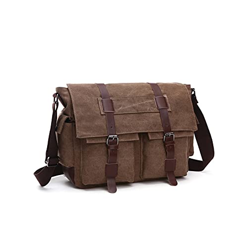 MOEIDO Umhängetasche Männer Business Messenger Bags für Männer Umhängetasche Leinwand Crossbody Pack Retro Casual Office-Reisetasche(Bruin) von MOEIDO