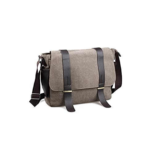 MOEIDO Umhängetasche Männer Leinwand Messenger Bag Schulter Leder Crossbody Freizeit Mann Satchels Taschen Casual Cross Body Mans Tasche(Bruin) von MOEIDO