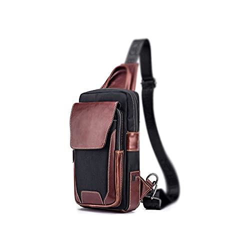 MOEIDO Umhängetasche Männer Original Rindsleder Lässige Mode Brusttasche Herren Tasche über Schultertasche Herren Crossbody Bag(Color:B) von MOEIDO