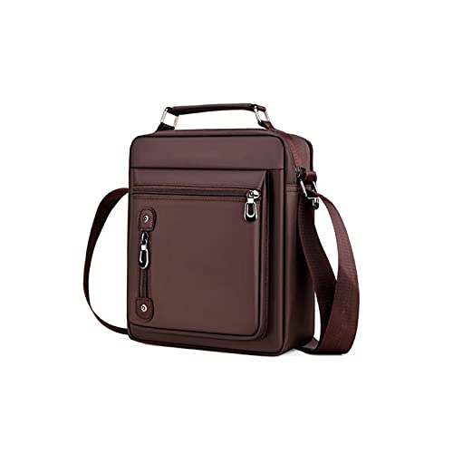 MOEIDO Umhängetasche Männer Umhängetasche Crossbody Bag Vertikale Oxford Tuch Umhängetasche Mode Handtasche Aktentasche(Color:Bruin) von MOEIDO