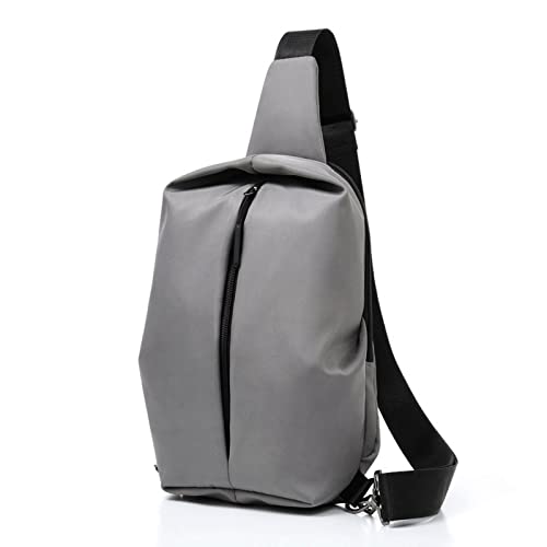 MOEIDO Umhängetasche Männer Umhängetasche Große Kapazität Schlinge Brusttasche Leinwand Messenger Männer Brusttasche Gürtel Taille Taille Tasche(Color:Silver) von MOEIDO