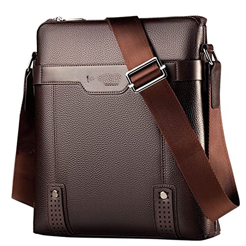 MOEIDO Umhängetasche Männer Umhängetasche Kurier Handtasche Große PU-Leder Umhängetasche Männer Handtaschen High-Capacity Freizeit Aktentasche(Color:Bruin) von MOEIDO