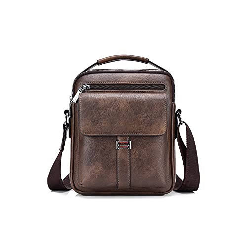 MOEIDO Umhängetasche Männer Umhängetasche Vintage Messenger Bag Leder Männer Handtasche Split Leder Crossbody Taschen für Männer(Bruin) von MOEIDO