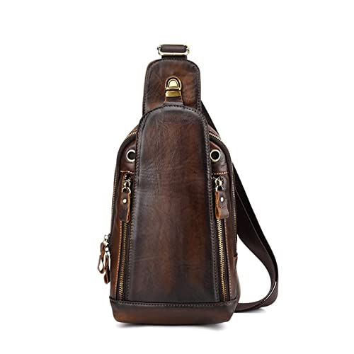 MOEIDO Umhängetasche Männer aus echtem Leder einzelner Rucksack Rucksack echte Rindsleder Pinsel Farbe Umhängetasche Crossbody Brusttasche von MOEIDO