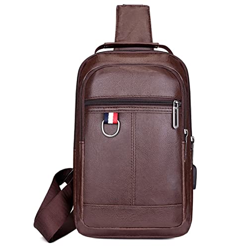 MOEIDO Umhängetasche Männermode Pu. Leder-Schultertaschen USB Wasserdichte Sling Crossbody Taschen Mann Reisen Messenger Brusttaschen Pack for männlich(Color:2) von MOEIDO