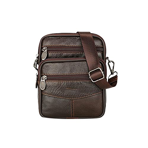 MOEIDO Umhängetasche Mode Männer Leder kleiner Umhängetasche männliche Satchels Multifunktionale Umhängetasche Echtes Leder Crossbody Taschen für Männer(Bruin) von MOEIDO