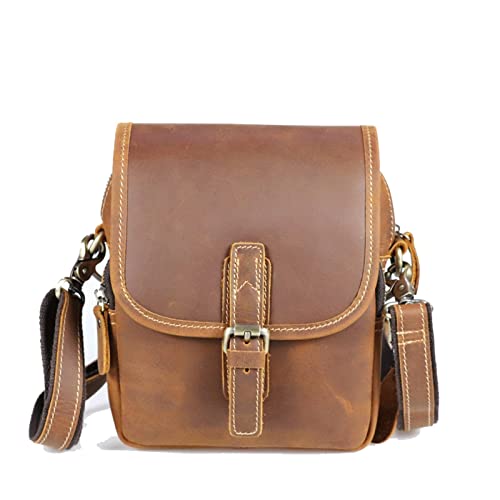 MOEIDO Umhängetasche Retro Satchel Crazy Horse Erste Schicht Kuh Leder Männer Taille Tasche Männer Umhängetasche Vertikale Leder Abdeckung Typ Crossbody Bag von MOEIDO