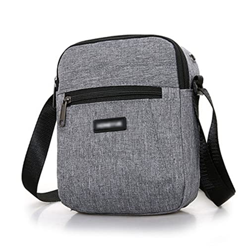 MOEIDO Umhängetasche Small Travel Business Mens Shoulder Bag Solid Color Casual Messenger Crossbody Bag Canvas Fashion Zip Multifunctional Handbags(Color:Grijs) von MOEIDO