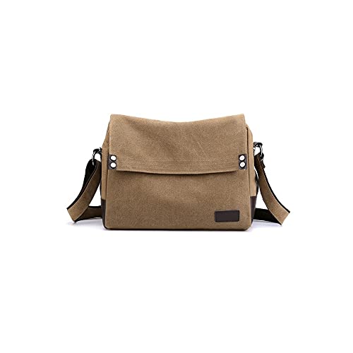 MOEIDO Umhängetasche Vintage Männer Umhängetasche Hohe Qualität Jungen Crossbody Bag Casual Man Messenger Bag Leinwand Männliche Business Handtaschen(Color:Bruin) von MOEIDO