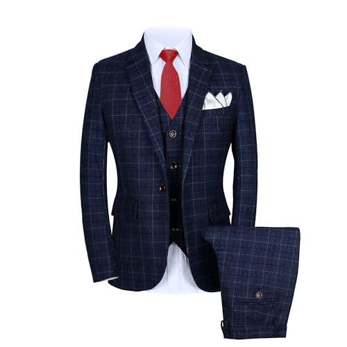 MOGU Herren One Button Slim Fit Plaid Anzug Blazer + Weste + Hosen EU S 44 MOGU Herren One Button Slim Fit Plaid Anzug Blazer + Weste + Hosen EU S 44 von MOGU
