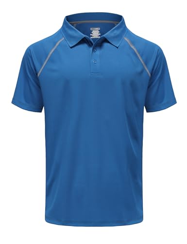 Herren Kurzarm Poloshirt Feuchtigkeitstransport Performance Regular Fit Casual Athletic Tennis Golf Shirts, Hohe Größen: M-7XL, Blau, 4X-Groß von MOHEEN