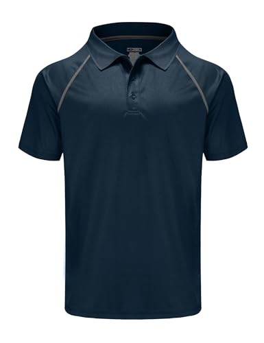 MOHEEN Herren Kurzarm Feuchtigkeit Wicking Leistung Golf-Polo-Hemd 3XL (Chest 56" ) Navy blau von MOHEEN