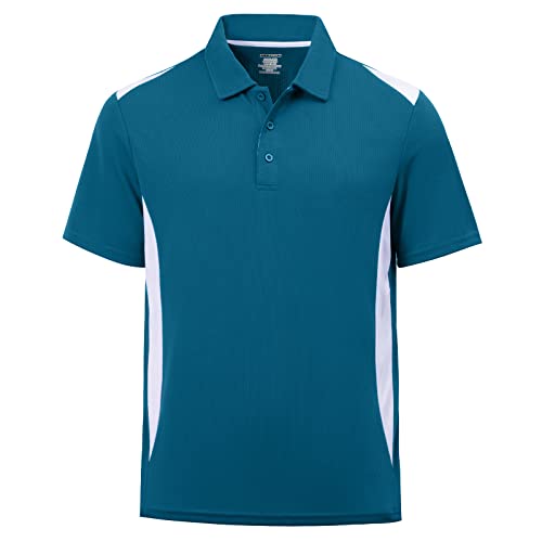 MOHEEN Herren-Polo-Shirts, kurzärmelig, feuchtigkeitsableitend, Outdoor, lässig, mit Kragen, Golf-T-Shirts, #12177 Blau, 6X-Groß von MOHEEN