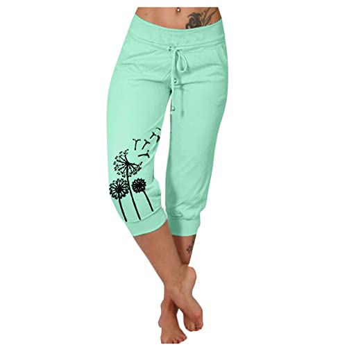 MOKBAY Cargohose Damen Lederimitat Dünne 7/8 Hosen Damen Sommer Freizeithose Frauen 3/4 Hose Outdoor Dünne Leinen Shorts Damen Leinenhose Damen Sommer Lässige Stretch H-Green M 508 von MOKBAY