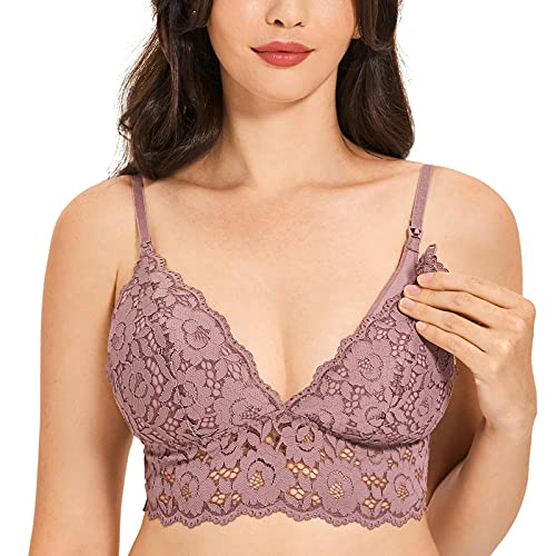 MOMANDA Damen Still BH Spitze Gepolstert Schwangerschafts BHS Ohne Bügel Rose Brown 85B von MOMANDA