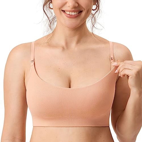 MOMANDA Damen Still BH ohne Bügel Soft Gepolstert Gerippt Schwangerschafts BHS Schlaf Bequemer Grapefruit Orange 2 S MOMANDA Damen Still BH ohne Bügel Soft Gepolstert Gerippt Schwangerschafts BHS Schlaf Bequemer Grapefruit Orange 2 S von MOMANDA
