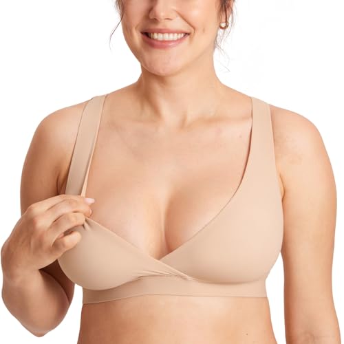 MOMANDA Damen Still BH ohne Bügel Soft Racerback Schwangerschafts BH Schlaf Bequemer Seamless Bralette Weizen Beige S MOMANDA Damen Still BH ohne Bügel Soft Racerback Schwangerschafts BH Schlaf Bequemer Seamless Bralette Weizen Beige S von MOMANDA