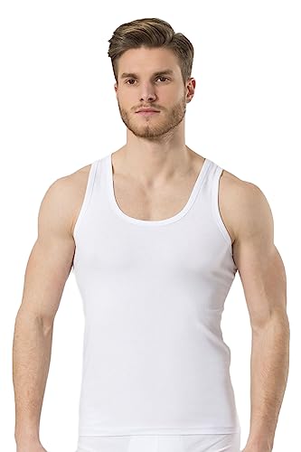 MOMANTY Herren Unterhemd Tank Top Hochwertige Baumwolle Stretch Business Weiß (S) von MOMANTY