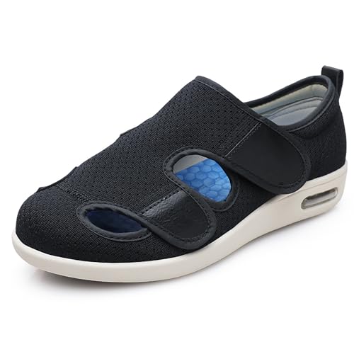 MONDEX Diabetiker Schuhe für Herren Damen, Extra Weit Verstellbare Sandalen mit Klettverschluss, Einfaches An- und Ausziehen Senioren Hausschuhe Für Geschwollene Füße,A,44 von MONDEX