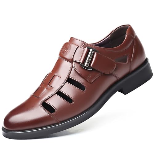 MONDEX Herren-Arbeits-Business-Casual-Sandalen, Sommer, weiches, atmungsaktives Kunstleder, Walking, Büro, Oxfords, männliche Cocktailparty, modisches Kleid, formelle Schuhe,Braun,38 von MONDEX