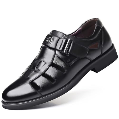 MONDEX Herren-Arbeits-Business-Casual-Sandalen, Sommer, weiches, atmungsaktives Kunstleder, Walking, Büro, Oxfords, männliche Cocktailparty, modisches Kleid, formelle Schuhe,Schwarz,38 von MONDEX