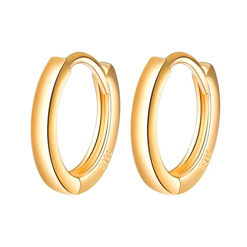 MOOFUN Creolen Silber 925 Mittelgroß Ohrring Damen Ohrringe 12mm Gold Ohringe Hoop Ohrschmuck für Mama Beste Freundin Teenager Mädchen Oma Schwester Frauen Geschenk Geburtstagsgeschenk von MOOFUN