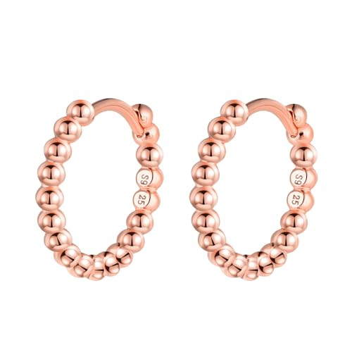 MOOFUN Kugel Perlen Ohrringe Silber 925 Creolen Klein 10mm Ohrring Damen Ohrringe Ohringe Rosegold Ohrschmuck für Mama Beste Freundin Teenager Mädchen Schwester Frauen Geschenk Geburtstagsgeschenk von MOOFUN