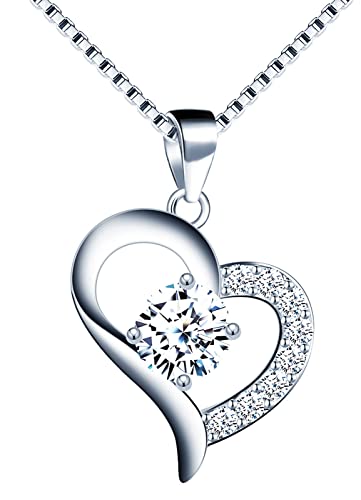 MOOFUN Unregelmäßige Liebe Halskette 925 Sterling Silber Damen Schmuck Kette mit Herz Anhänger Edle Verpackung Geschenke für Sie Frauen Freundin Mama Geburtstag Weihnachtstag Valentinstag Muttertag von MOOFUN