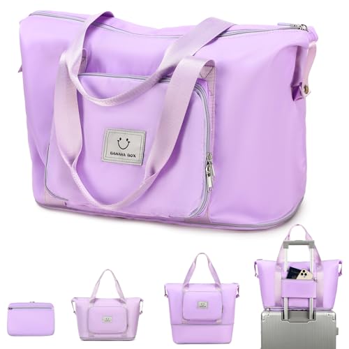 MOONBABY Sporttasche für Damen, faltbar, Reisetasche, erweiterbar, Wochenendtasche, trocken und nass getrennt, Sporttasche für Herren, Violett, Einheitsgröße von MOONBABY