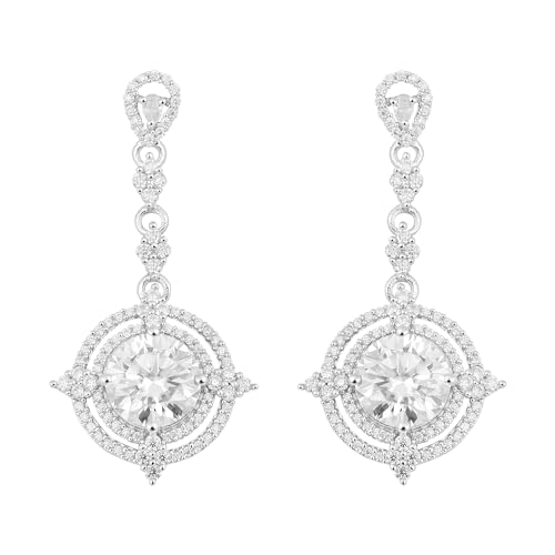 8,15 Ctw Runde Form Moissanit-Diamant 925 Sterling Silber Elegante Hochzeit Braut Kronleuchter Tropfen Ohrringe für Frauen von MOONEYE