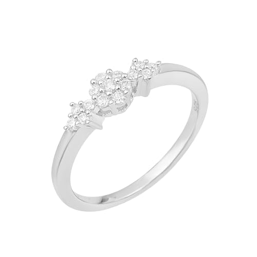 MOONEYE 0,20 ctw runde Form Moissanit-Diamant 925er Sterling Silber Blumencluster-Frauen Stapelbarer Ring Sterlingsilber, 54 von MOONEYE