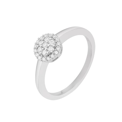 MOONEYE 0,25 ctw runde Form Moissanit-Diamant 925er Sterling Silber Halohaufen Frauen-Verlobungsring Sterlingsilber, 54 von MOONEYE